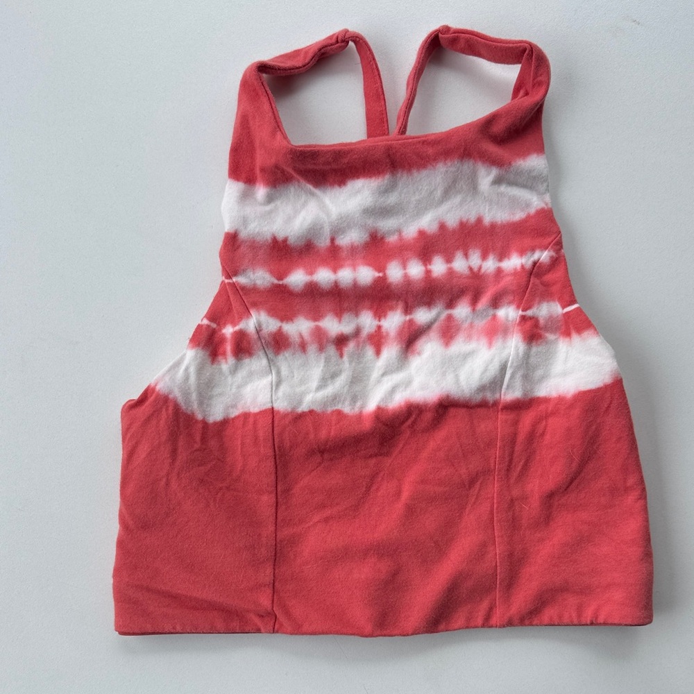 aerie Coral & White Tie-Dye Tank Top